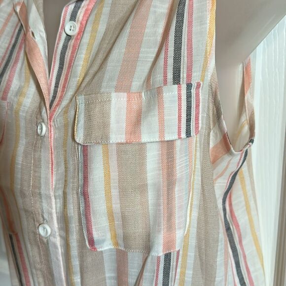 Ava & Grace vertical Striped Pastel Front Toe Tank Blouse Top Shirt Small S NWT - Picture 2 of 6